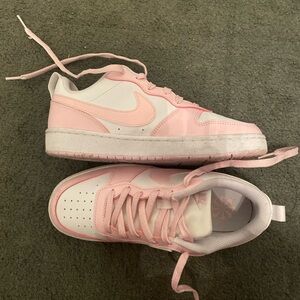 Pink and white nike lows